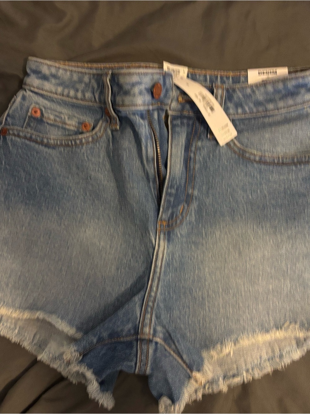 Denim PINK High-Rise Frayed Hem Shorts - Blue size 2